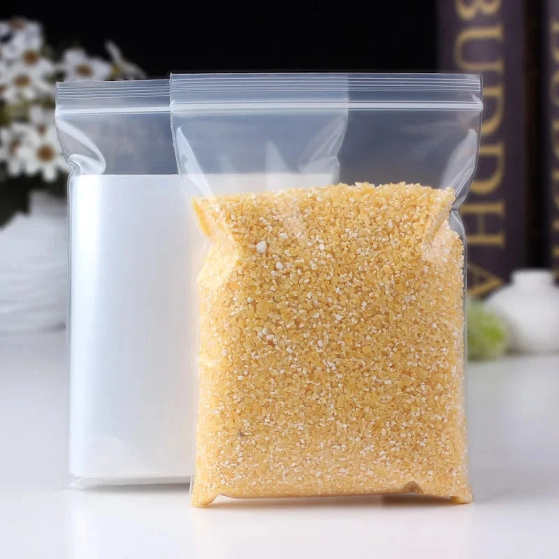 100pcs Thick Zipper Sealed Clear Plastic Storage Bags - Reclosable Ziplock Bags for Jewelry, Food and Packing