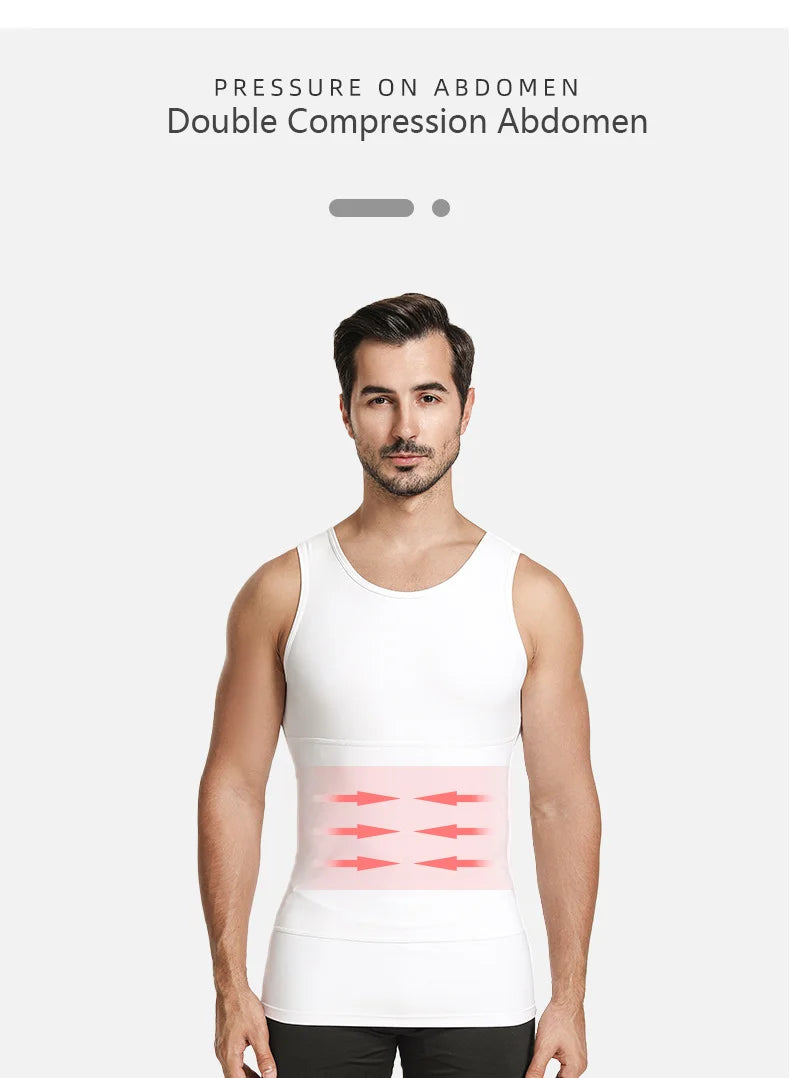 YBFDO Men's Slimming Body Shaper Compression Vest - Seamless Waist Trainer Tank Top for Weight Loss and Belly Control