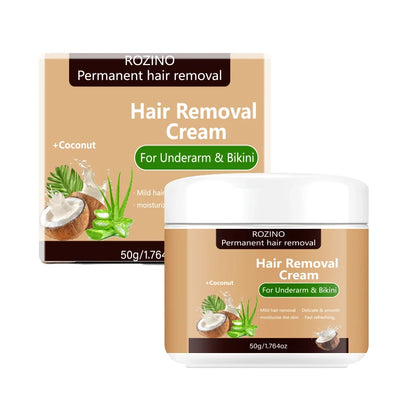 50g Coconut Hair Removal Cream - Smooth Skin Depilatory Cream for Lips, Underarms & Legs