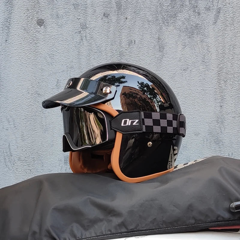Retro 3/4 Semi-Open Motorcycle Helmet — Cross-Country Winter Riding Accessories