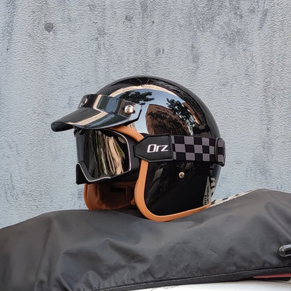 Retro 3/4 Semi-Open Motorcycle Helmet — Cross-Country Winter Riding Accessories