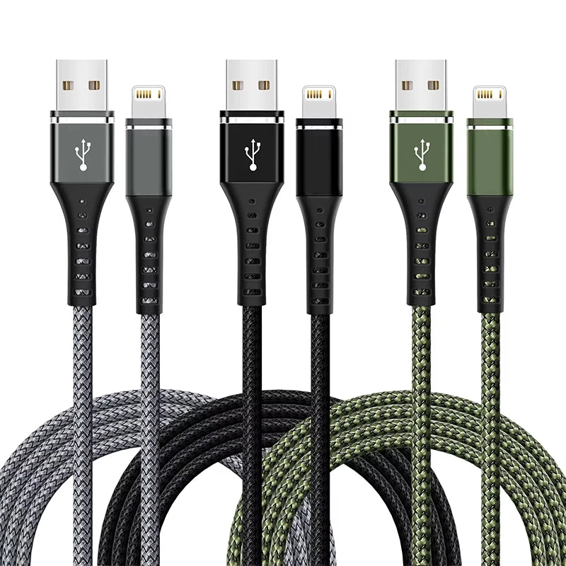 Original Lightning Cable USB – Fast Charging Wire for iPhone 14-6S Plus, X, XR, XS, 13, 12, 11 Pro Max, SE, Nylon Braided Charger Cord