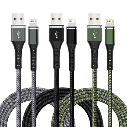 Original Lightning Cable USB – Fast Charging Wire for iPhone 14-6S Plus, X, XR, XS, 13, 12, 11 Pro Max, SE, Nylon Braided Charger Cord