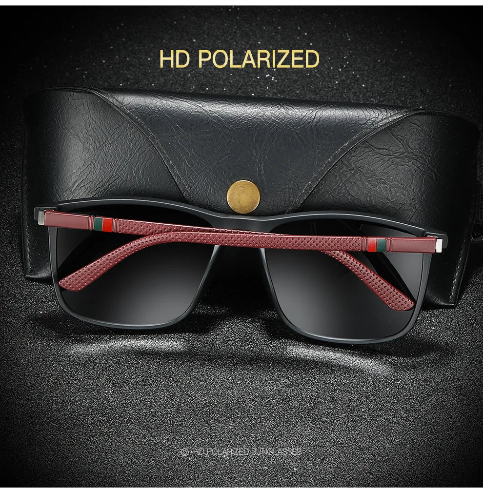 Polarized Sports Sunglasses for Men – Lightweight Comfortable Square UV400 Eyewear with Original Case