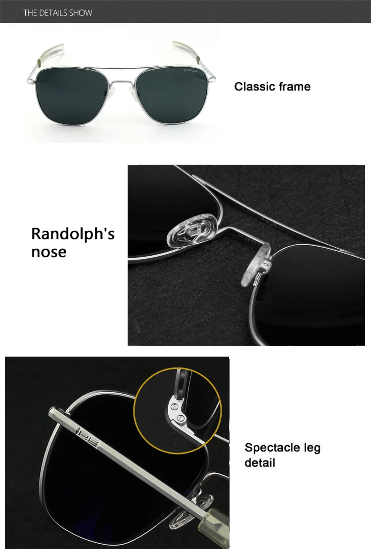 RE Military Aviation Sunglasses — Vintage Titanium Frame Pilot Glasses for Men & Women