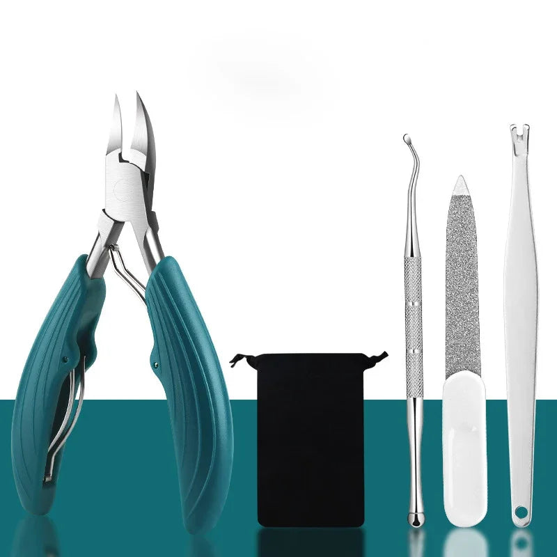 Nail Clipper Set for Ingrown Toenails — Paronychia Correction Nippers, Pedicure & Manicure Tools with Dead Skin Scissors