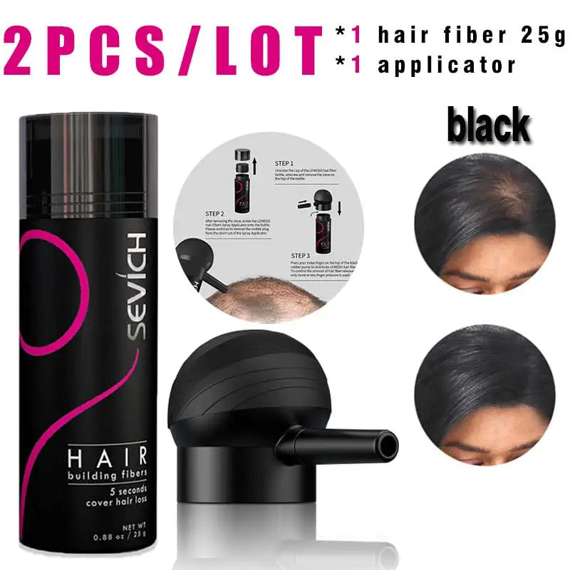 SEVICH Hair Building Fiber Set – Hair Loss Concealer for Sparse or Bald Spots with Keratin Fiber Powder Applicator