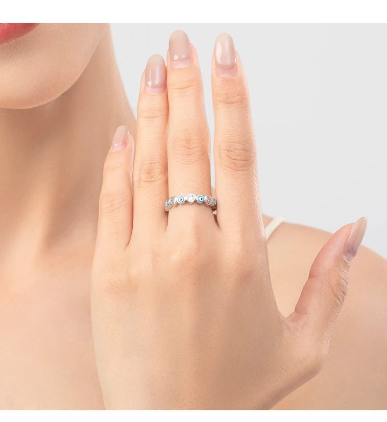 MODIAN 925 Sterling Silver Blue Ghost Eyes Ring — Sparkling Cubic Zirconia for Women
