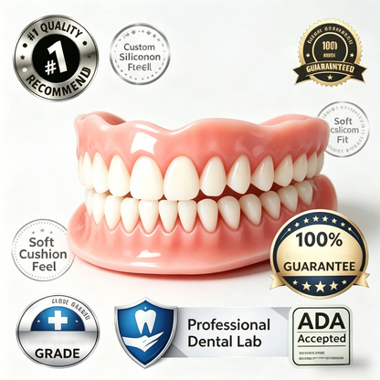 Adjustable Denture Teeth Set - Portable Full Mouth Fake Teeth Model for Adults & Elderly Dental Practice