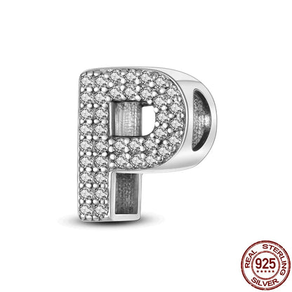 26 A-Z Alphabet Beads 925 Silver LOVE Letter Charms for 3mm Bracelets - CZ Zircon DIY Jewelry Gift