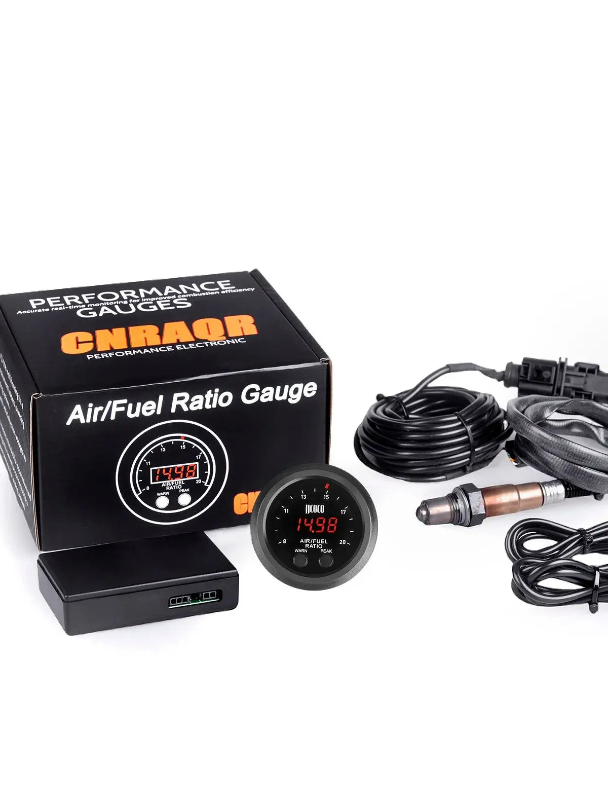52MM Air Fuel Ratio Gauge — Ultra-Thin Round S-Series LED Digital Display with Wideband O2 Oxygen Sensor, 12V
