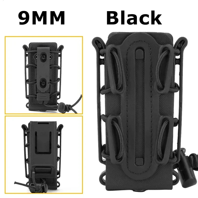 5.56mm & 7.62mm Tactical Fast Mag Pouch - MOLLE Belt Clip Soft Shell Rifle & 9mm Magazine Carrier
