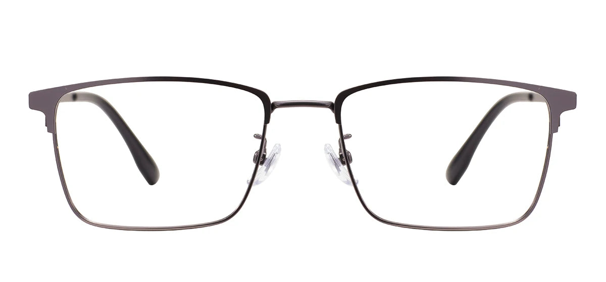 Comfortable Rectangular Men’s Business Glasses – Full Rim Browline Metal Frame for Optical Prescription Lenses