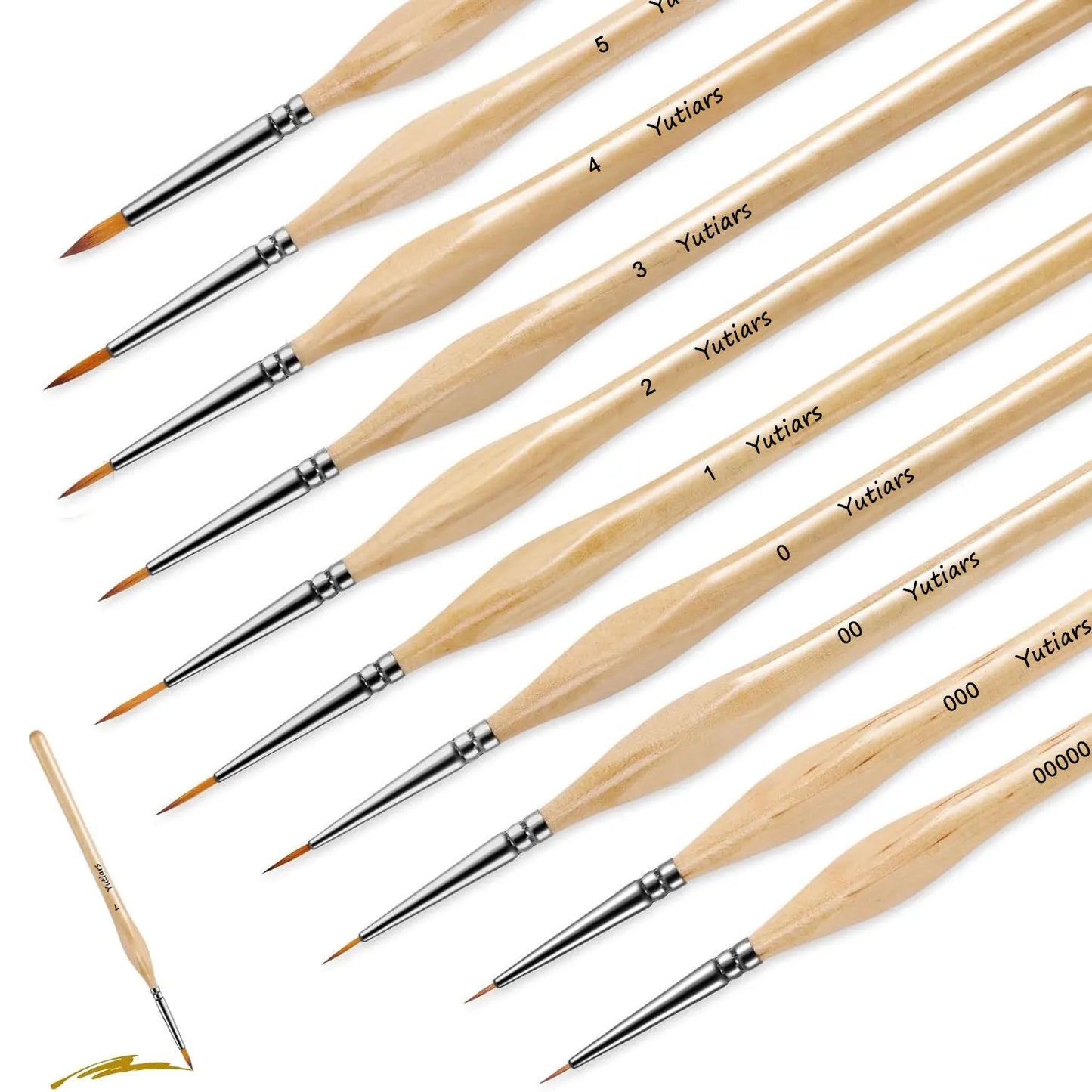 10/11PCS Miniature Paint Brush Set – Detail Tip Brushes with Ergonomic Handle for Acrylic & Oil Painting