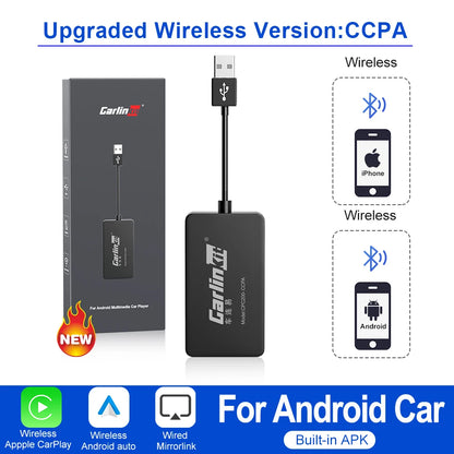 CarlinKit Wireless CarPlay & Android Auto USB Adapter – Wireless Dongle for Car Multimedia, MirrorLink, Waze & Spotify