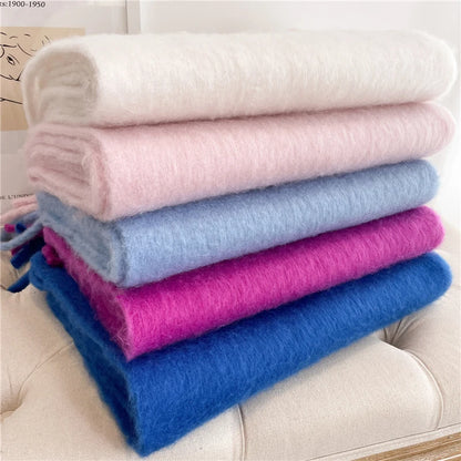 Warm Cashmere Winter Scarf for Women - Thick Pashmina Shawl with Tassels, Soft Long Poncho Wrap
