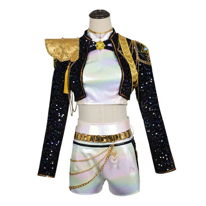 Women's Black Shiny Cosplay Suit - Halloween Party & Birthday Show Costume Outfit