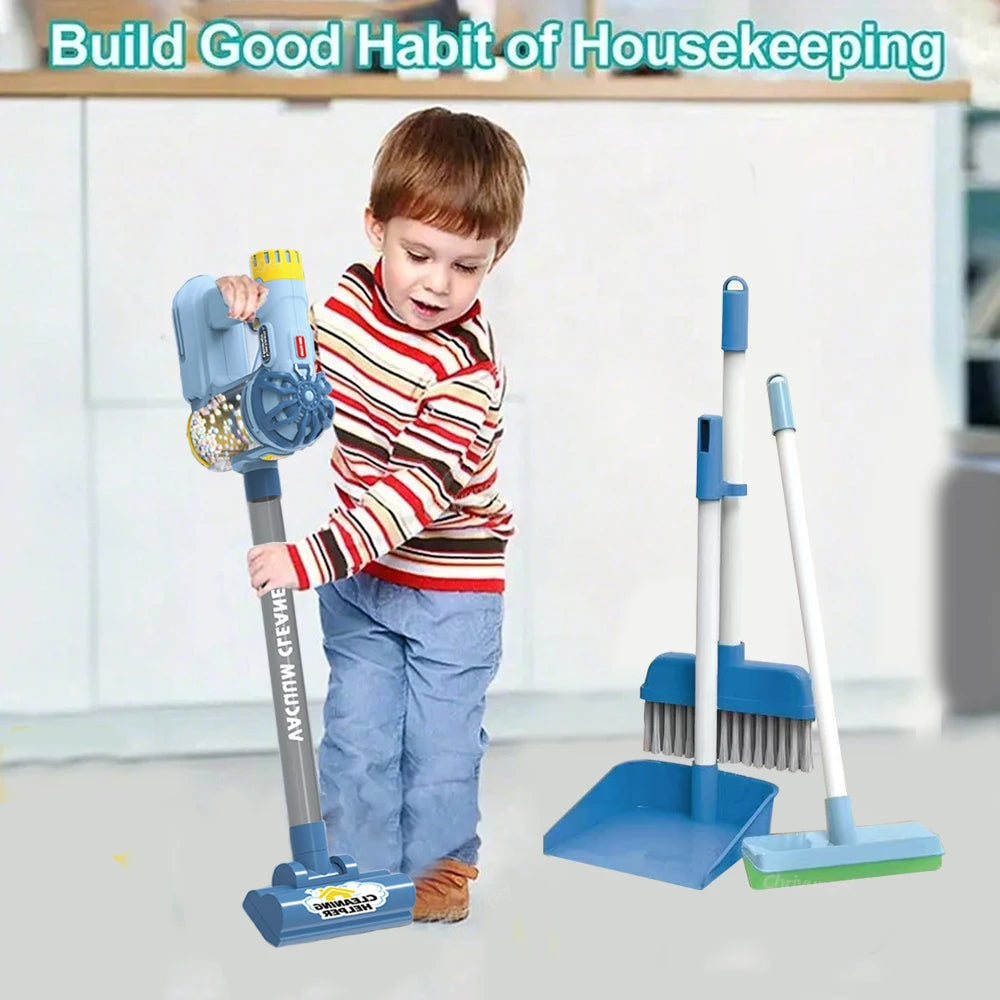 Kids Electric Vacuum Cleaner Toy Set – Simulation Role Play Housekeeping Educational Gift for Toddlers Boys & Girls