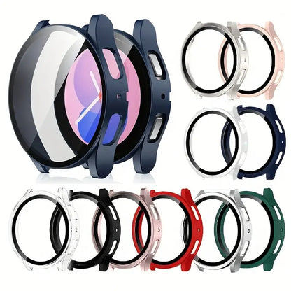 Samsung Galaxy Watch Protective Case with Tempered Glass - Full Bumper Screen Protector for Galaxy Watch 4, 5, 6, 7 and FE 40mm/44mm