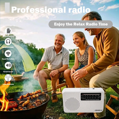 Mini FM/AM Two-Band Radio — 1W Loud Speaker with 3.5mm Headphone Jack & 180° High-Performance Antenna for Home Use
