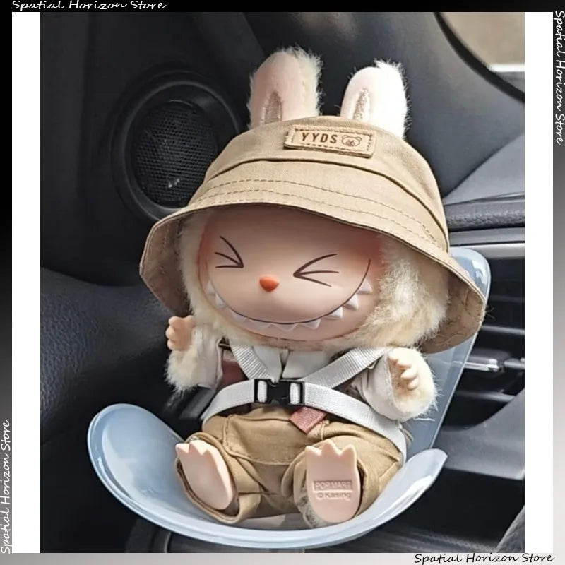 Mini Plush Doll Safety Seat – Kawaii Labubu Idol Car Ornament, Air Aromatherapy Decoration Accessories