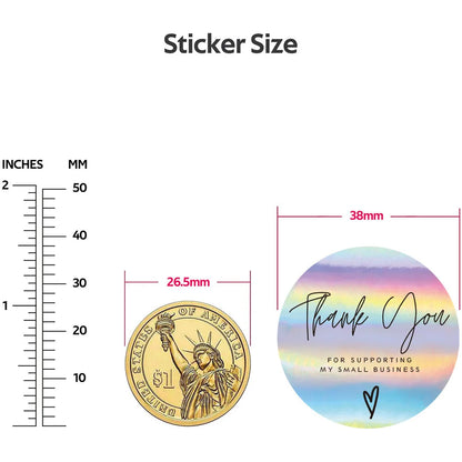 Rainbow Laser Thank You Stickers - 50–500pcs Adhesive Labels for Small Business Packaging, Boutique Wrapping, and Order Supplies