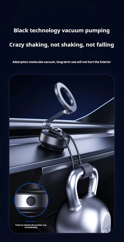 Magnetic Vacuum Adsorption Car Mount – Foldable 360° Rotating Aluminum Alloy Phone Holder for Smartphones