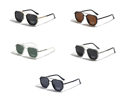 Peekaboo TR90 Polarized Sunglasses – Retro Metal Square Style for Men & Women, UV400 Double Bridge Driving Glasses