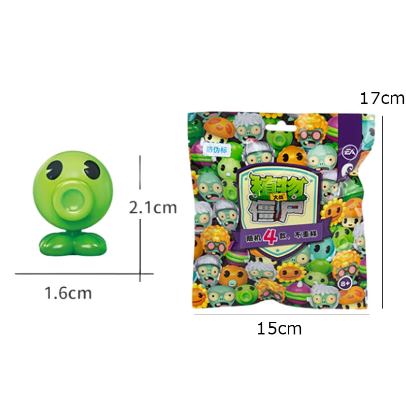 Plants vs Zombies Q Version Mini Figures – Random 4-Style Plant & Zombie Toys for Collection