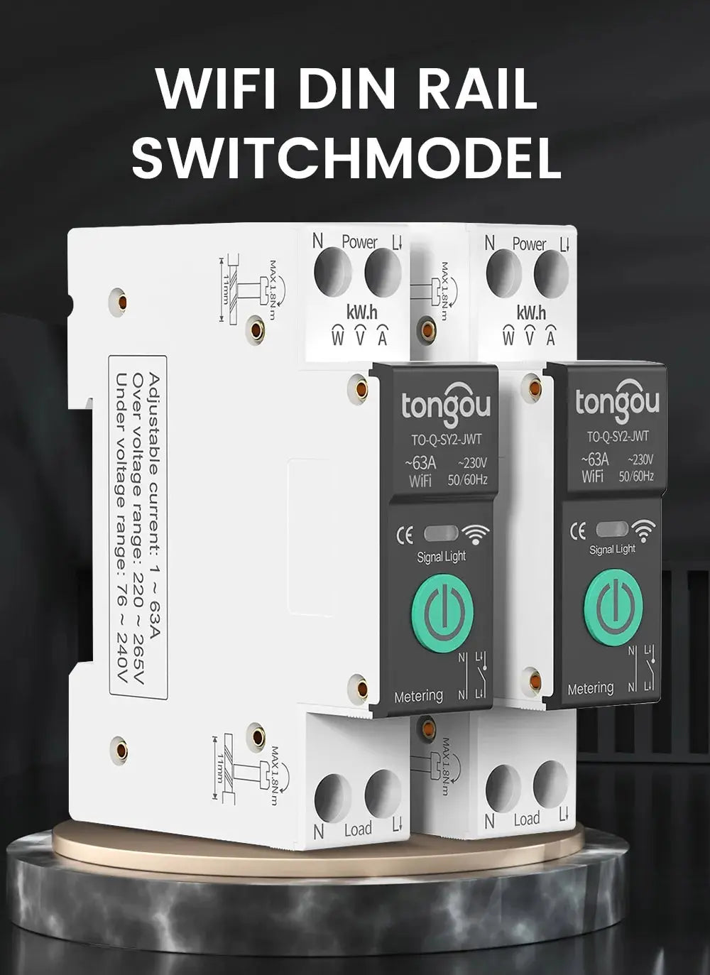 TUYA WiFi/ZigBee Smart Circuit Breaker – MCB with Over Current & Under Voltage Protection, Power Metering, 1-63A Remote Control Switch