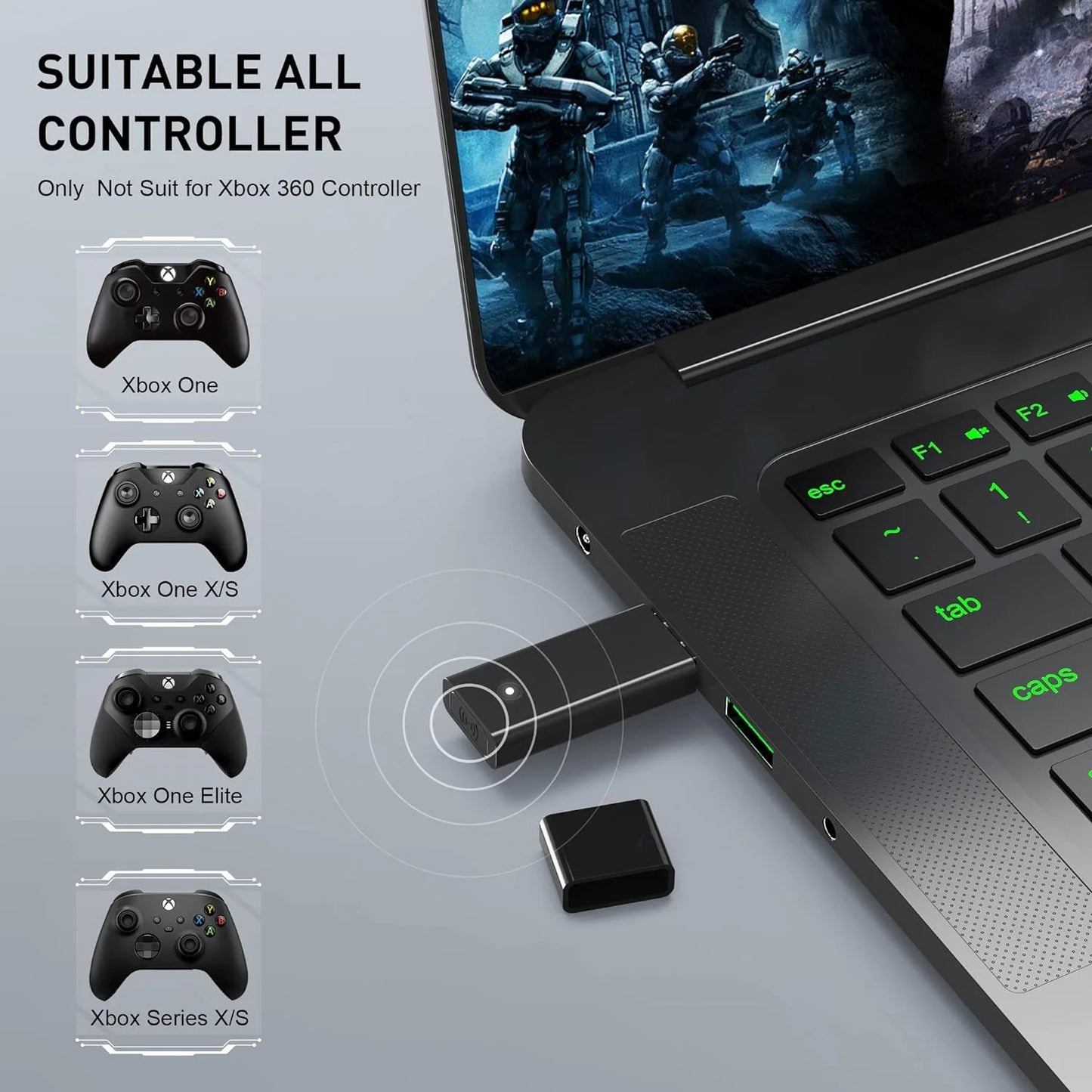 USB Wireless Adapter for Xbox One S/X/Elite & Windows PC – Controller Receiver 1st & 2nd Gen