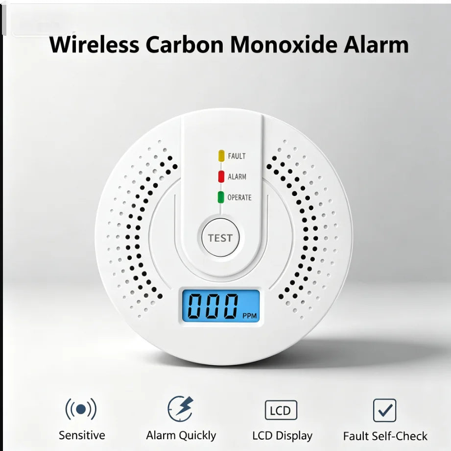 Standalone CO Gas Detector - LCD Carbon Monoxide Warning Sensor with UL2034 Standard Household Safety Alarm