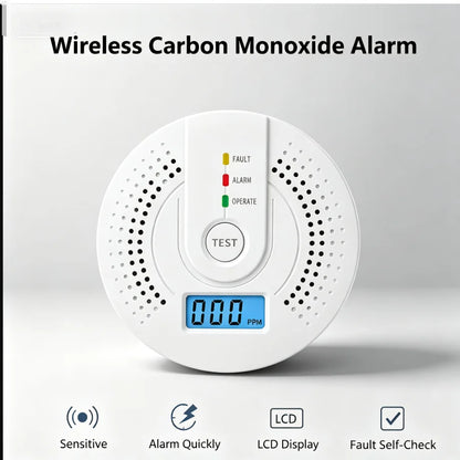 Standalone CO Gas Detector - LCD Carbon Monoxide Warning Sensor with UL2034 Standard Household Safety Alarm