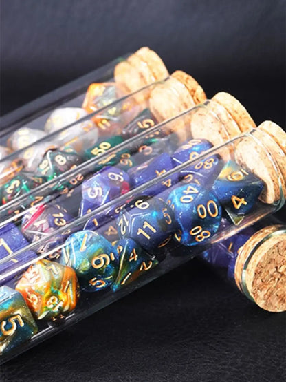 7Pcs Transparent RPG Dice Set - Polyhedral D&D COC Dice with Fantasy Potion Flask for Tabletop Games