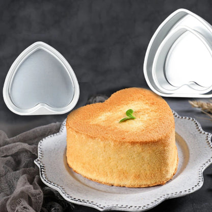 Aluminum Alloy Heart-Shaped Cake Molds with Removable Bottom - 3/4/5/6/7/8/10 Inch Baking Mould Tool for Cakes, Muffins, Bread, and Cheese