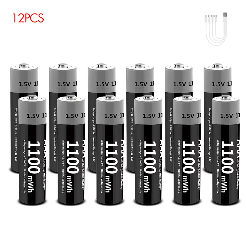 MATOV USB Rechargeable Li-ion AA 3400mWh & AAA 1100mWh 1.5V Batteries Pack