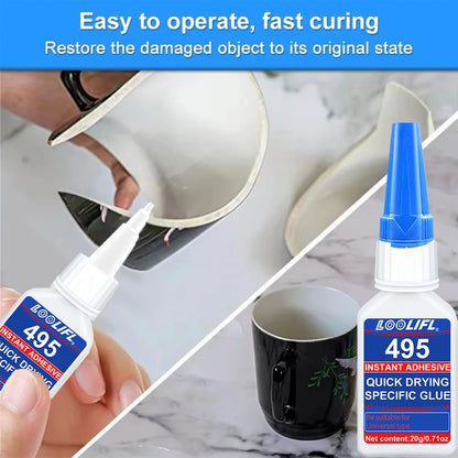 7-Piece LOOLIFL 495 Super Glue Set - Fast-Drying Transparent Cyanoacrylate Adhesive for Strong, Long-Lasting Plastic Bonding