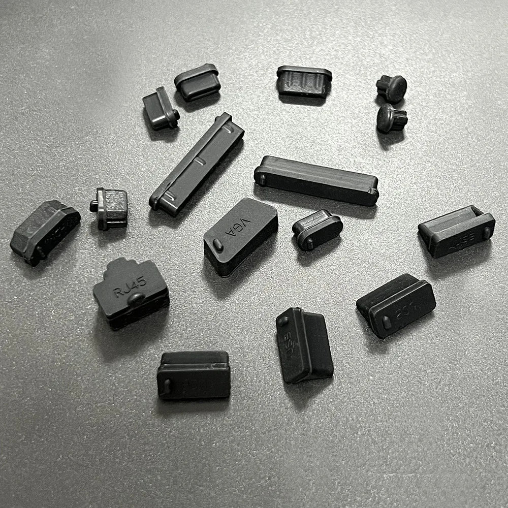 16-Piece Universal Silicone Port Plugs - Anti-Dust USB & Laptop Computer Port Protectors
