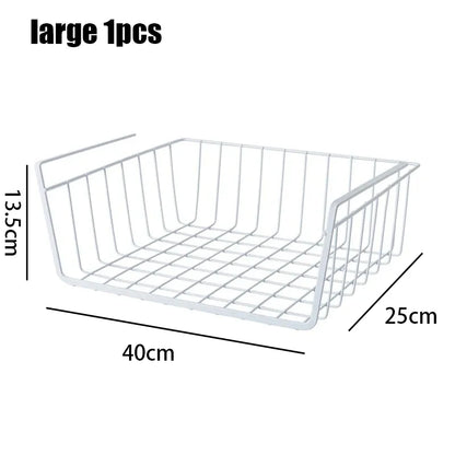 Multipurpose Hanging Closet Storage Basket — Metal Organizer for Kitchen Cabinets, Desks, and Home Use