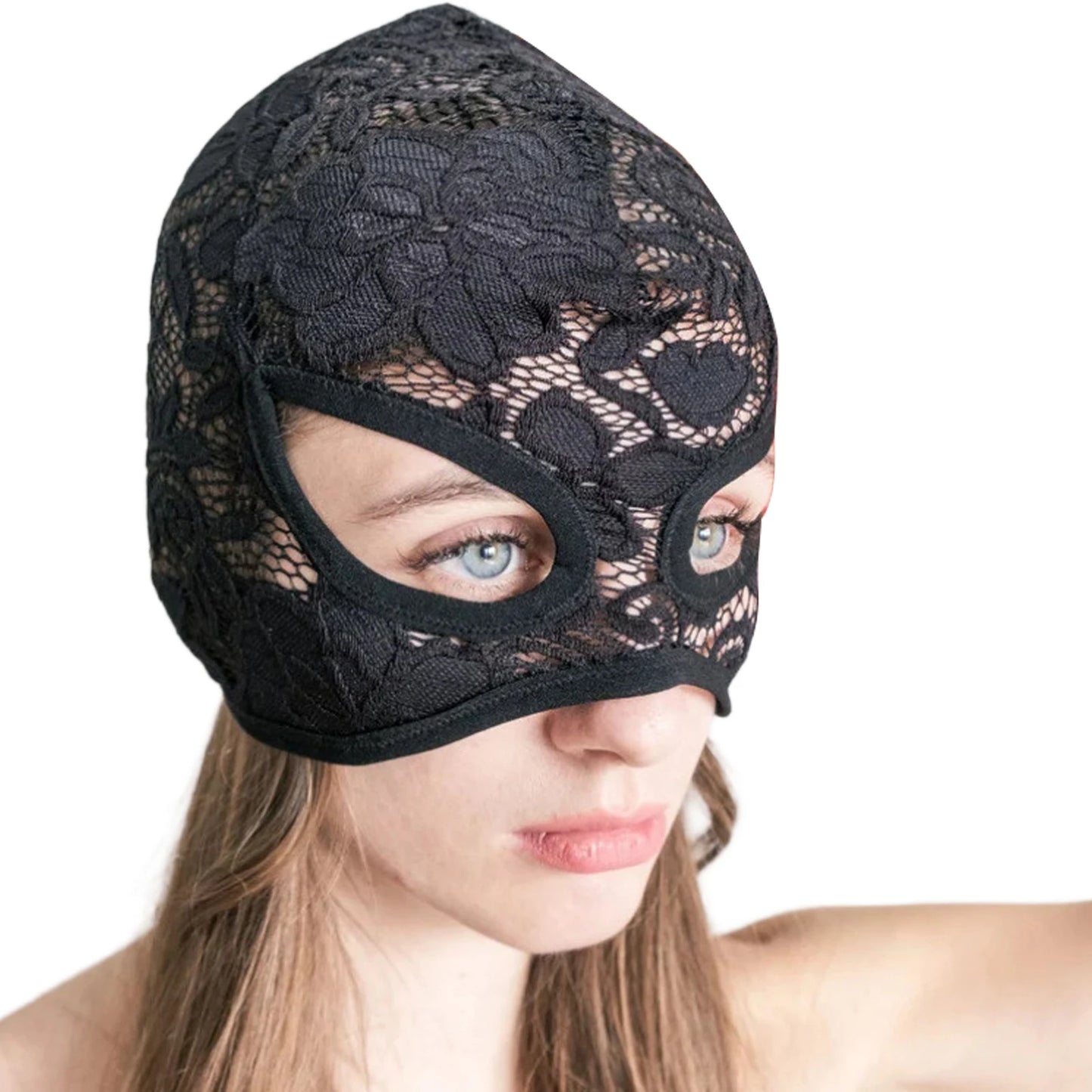 Gothic Lace & Velvet Face Mask - Halloween Masquerade Carnival Costume Headpiece