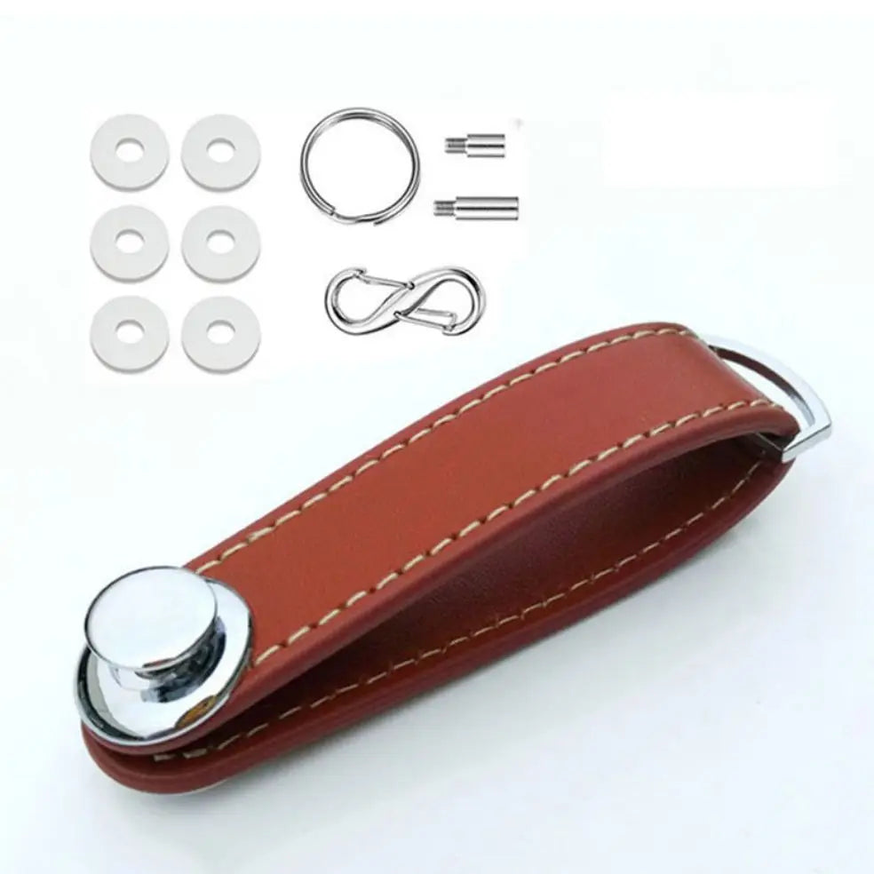 Leather Car Key Pouch – Wallet Case & Key Organizer with Chain for Smart Keys