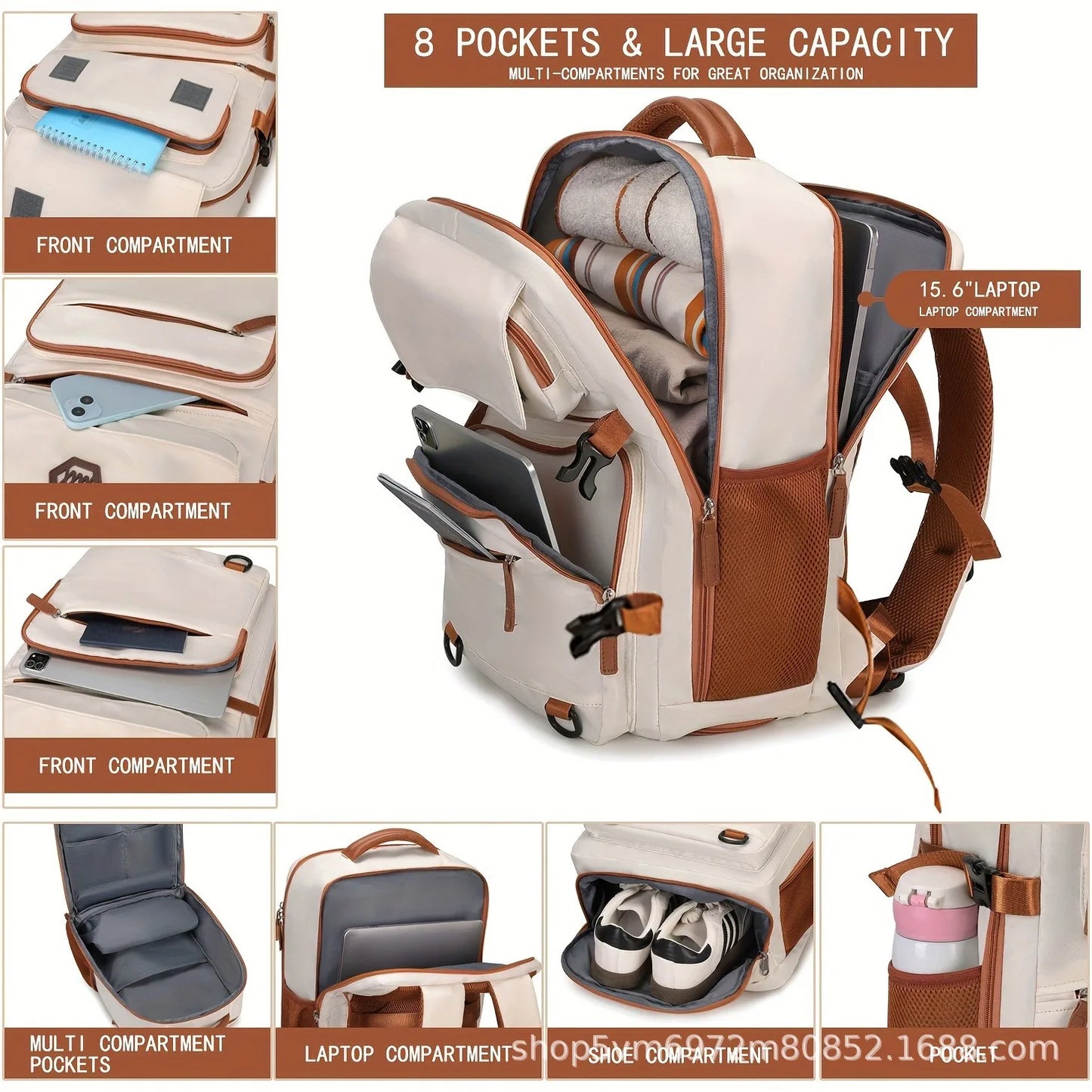 Expandable Business Backpack for Men & Women, Large Capacity Laptop Travel Backpack & Computer Bag