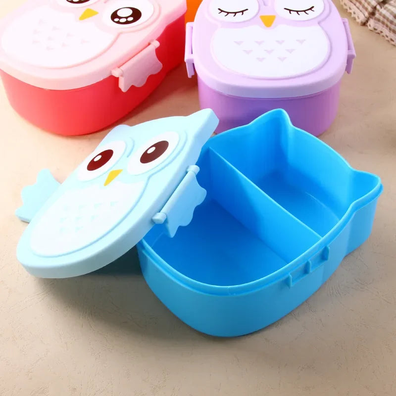 Portable Plastic Children’s Bento Box – Lunch Box Food Container with Carton Design, Dinnerware & Cutlery Set