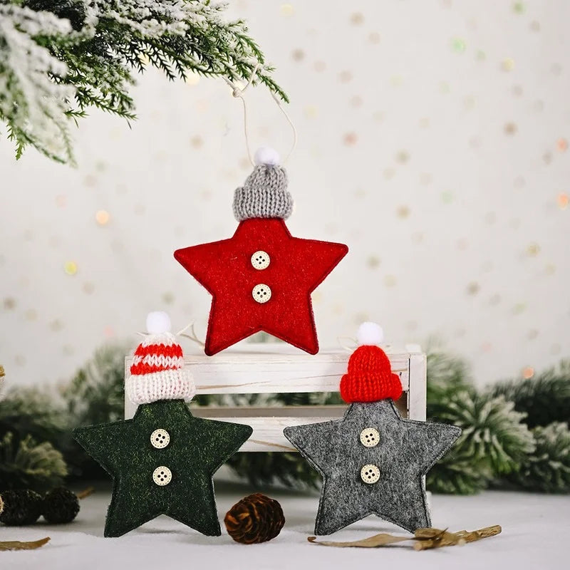 Red Star Christmas Tree Ornament – DIY Xmas Pendant New Year Party Gift Home Decor Noel Navidad