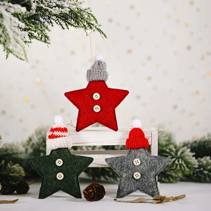 Red Star Christmas Tree Ornament – DIY Xmas Pendant New Year Party Gift Home Decor Noel Navidad