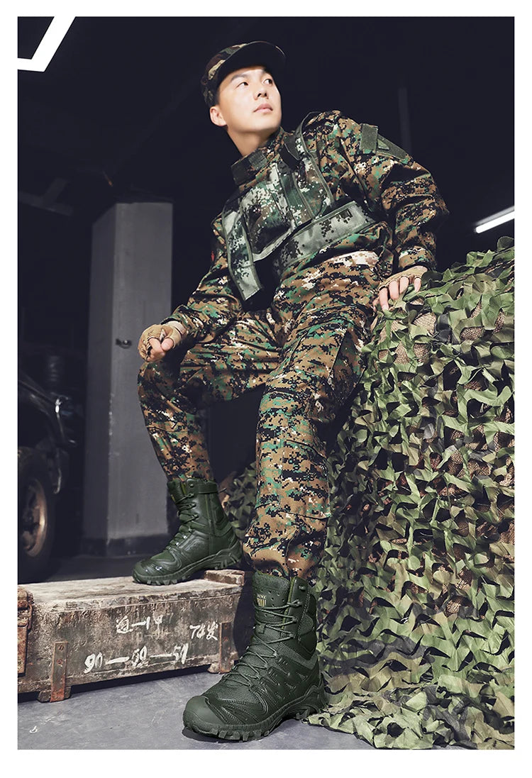Special Forces Desert Combat Boots - Men's Tall Wear-Resistant Tactical, Waterproof Training & Outdoor Mountaineering Sports Boots