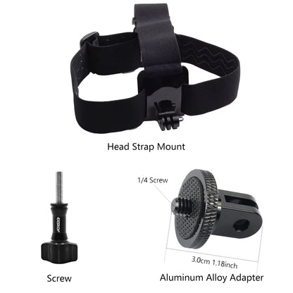 Adjustable Anti-Slip Head Strap Mount - Hands-Free Headband Holder for GoPro, SJCAM, AKASO, Insta360 and DJI Action Cameras