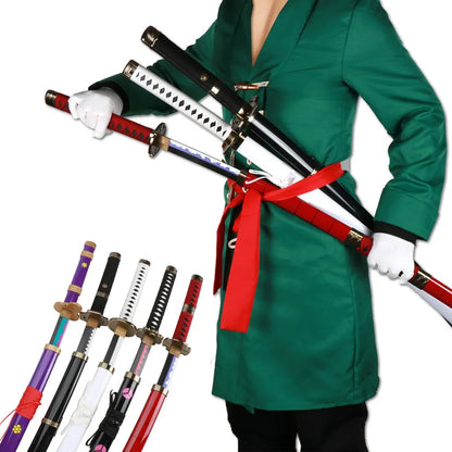 3-Piece Roronoa Zoro Katana Set – 104cm Handmade Anime Cosplay Swords (Shusui, Enma, Kitetsu) with Free Holder & Belt