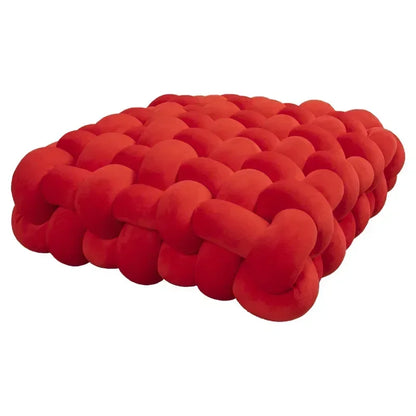 Knotted Square Cushion – Nordic Aesthetic Hand-Made Plush Pillow for Office Chair & Decorative Sleeping Back Support