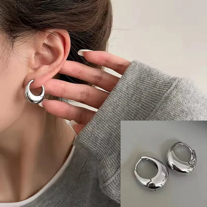 PANJBJ925 Sterling Silver Hoop Earrings - Frosted Geometric Design Fashion Jewelry Gift for Women